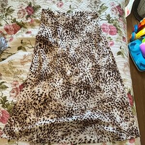 LOFT Leopard Print Silk Skirt